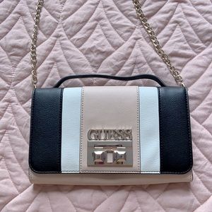 GUESS pale pink/peach small crossbody purse cream black white
